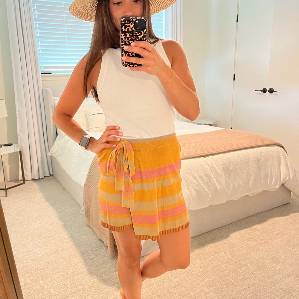 Striped Yellow and Pink Knit Skort